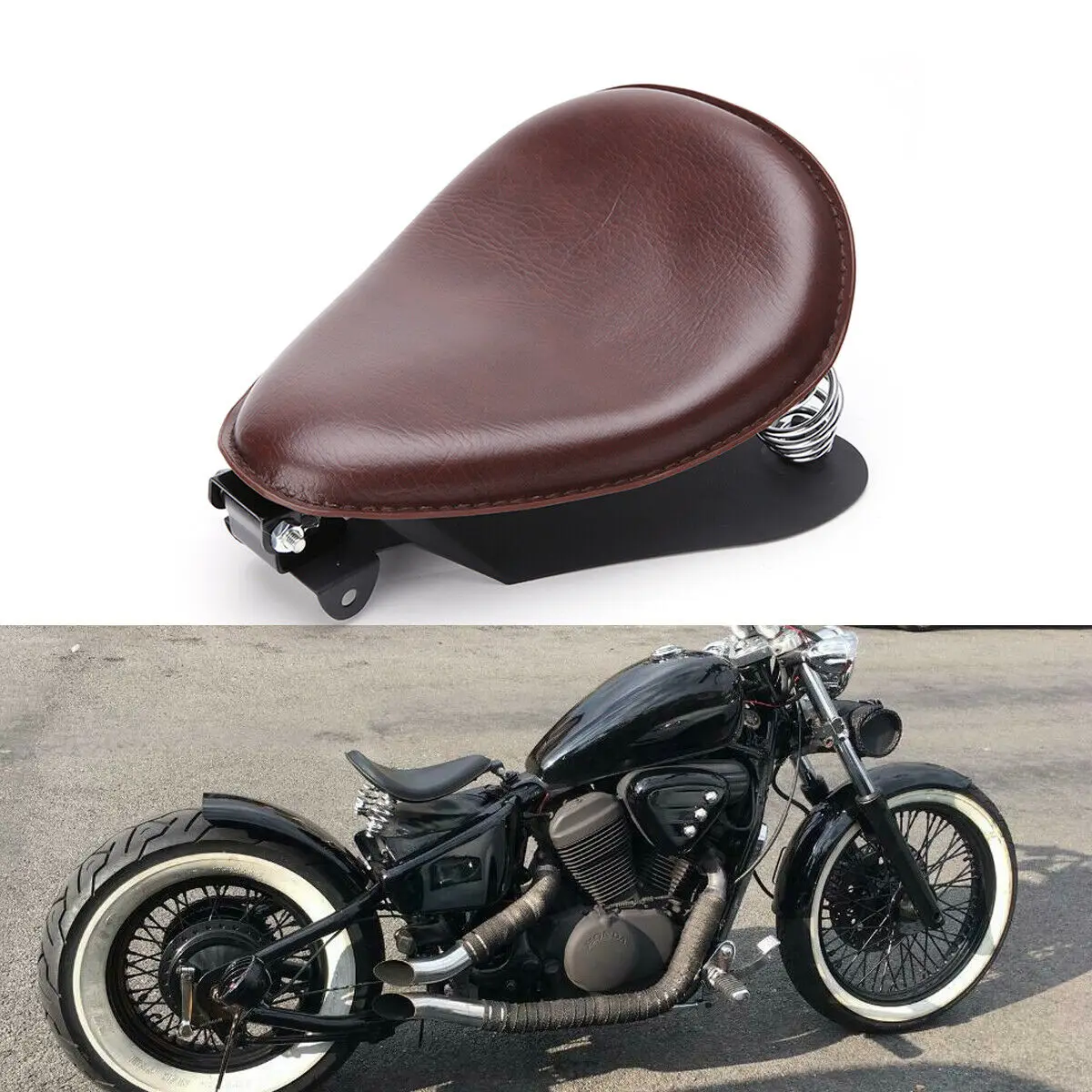 Dla Honda Bobber Shadow VT 600 700 1300 dla Suzuki Bobber motocykl wiosna jednoosobowe miejsce baza siodło skórzane siedzenie kierowcy akcesoria