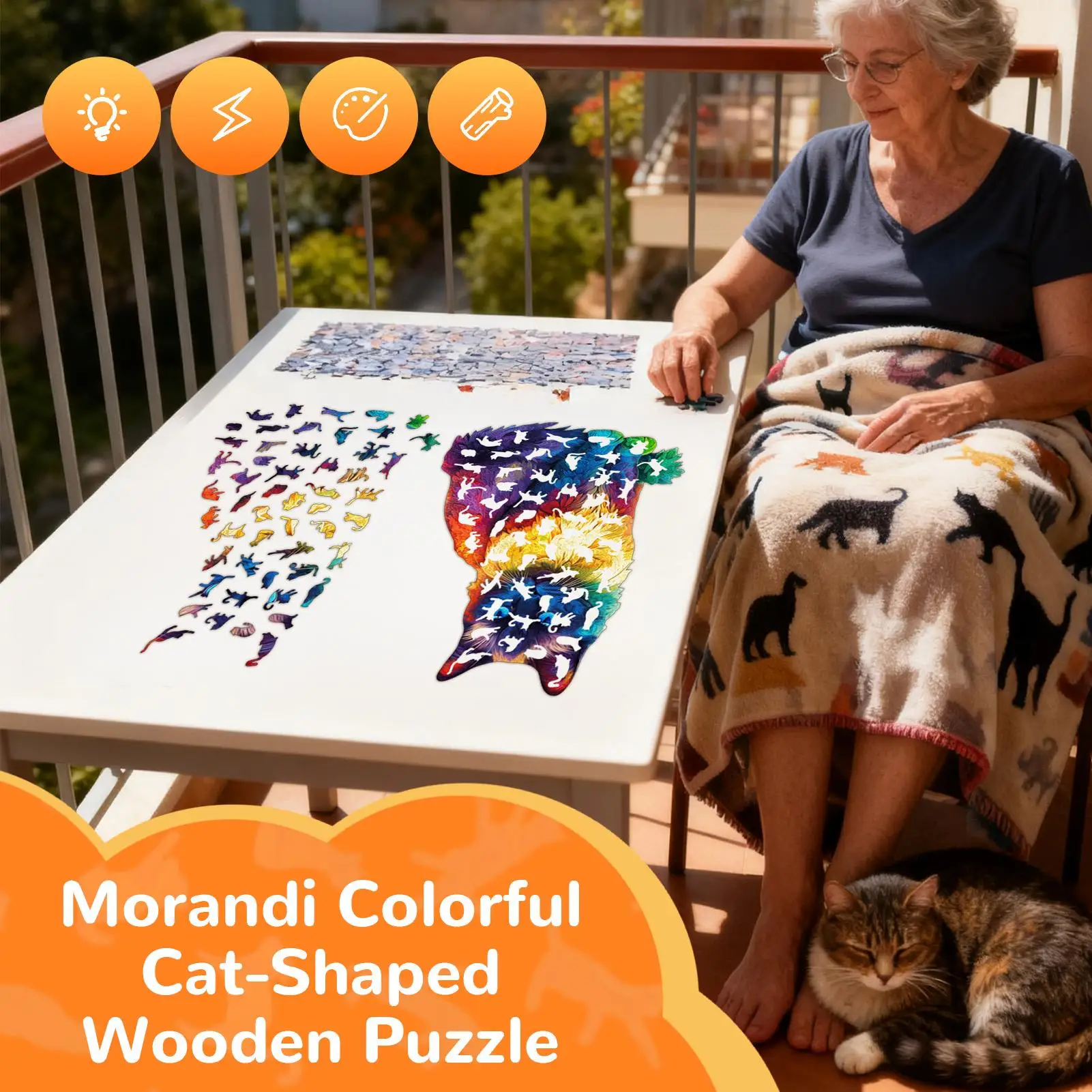 Wood Cat Puzzle 201 Pieces Home Decor Irregular Animal Puzzles For Adults Teens Cat Lovers Collectors Family Gatherings Game