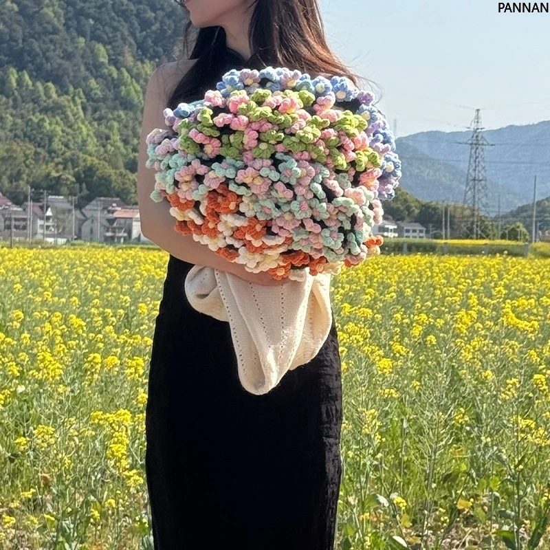 

Bouquet Blanket Finished Small Daisies Flower Blanket Wool Crocheted Gift for Girlfriend and Girlfriend