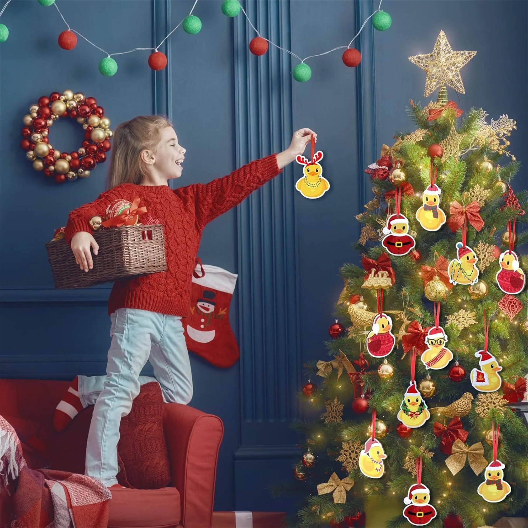 Adorabili ornamenti natalizi con pinguino per albero Decorazioni natalizie piatte in legno 2D da appendere Forniture artigianali Decorazioni per feste