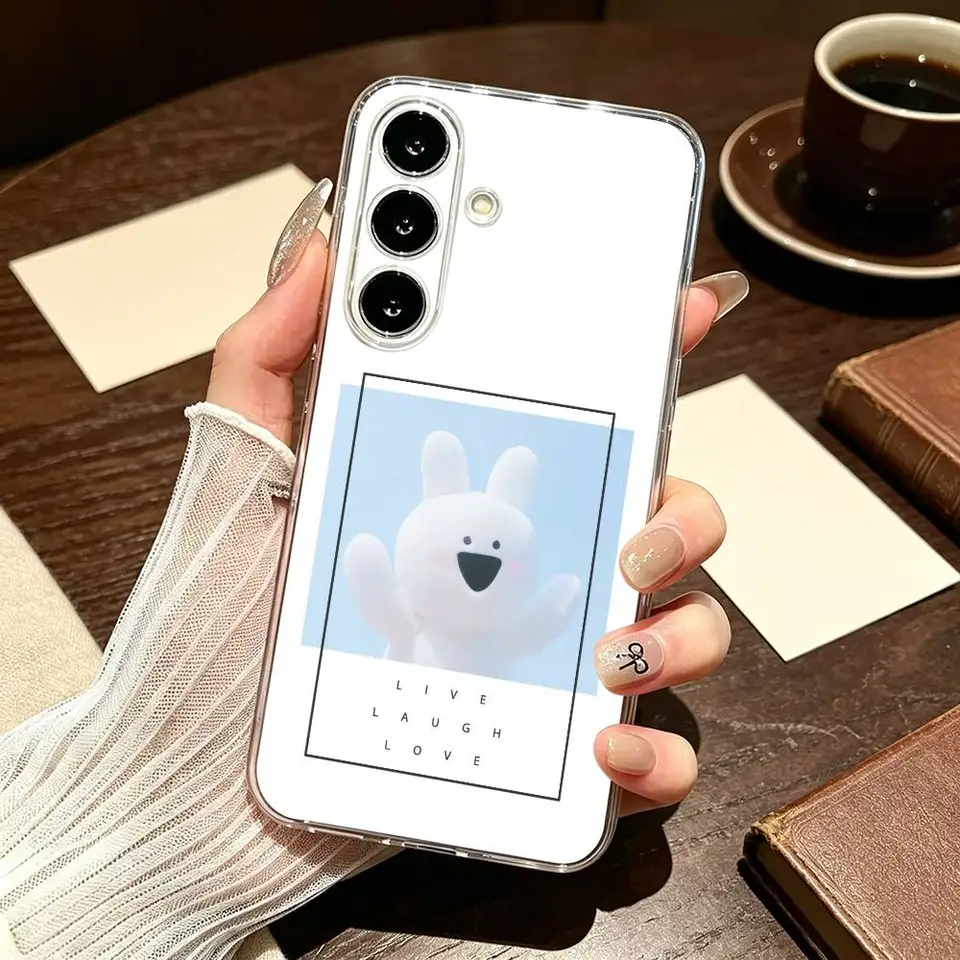 Funda transparente de silicona suave con conejo adorable para Samsung A10,12,20,21S,30,31,40,50,51,52,70,A71 6