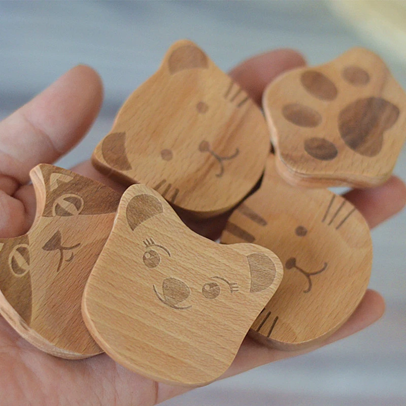 100pcs Wooden Chopstick Rest Beech Wood Cat Chopstick Rest Cartoon Rack Hotel Chopstick Rest Tableware