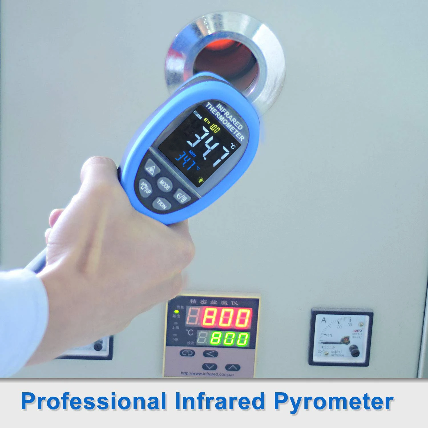 HoldPeak-1500C Infrared Thermometer 1500C -50℃ to 1500℃ Temperature Gun 30:1 Adjustable Emissivity Color LCD MAX/MIN/DIF/AVG