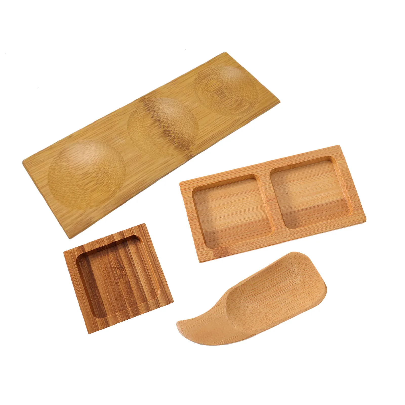 

4 Pcs Sauce Dishes Wooden Material Home Kitchen Party Camping Decor Dining Table Hold Sauce Sugar Small