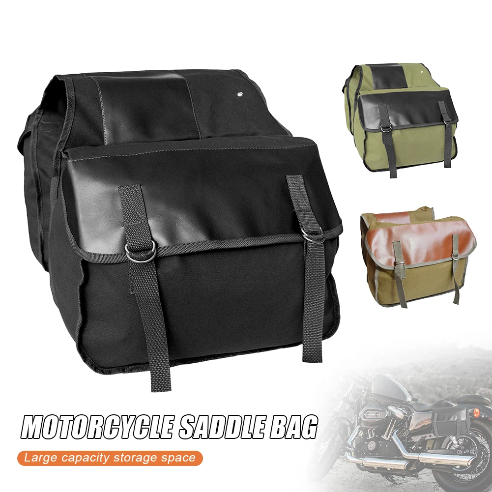 New Style Motorcycle Touring Saddle Bag Motorcycle Canvas Waterproof Panniers Box Side Tools Bag Pouch for Motorbike