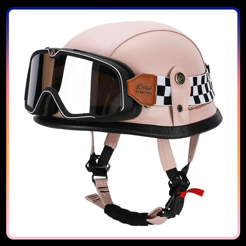 Fashion Motorcycle Helmets Retro Vintage Low Profile Half Helmet Cascos Para Moto ABS Shell Half Face Helmet For Men Women