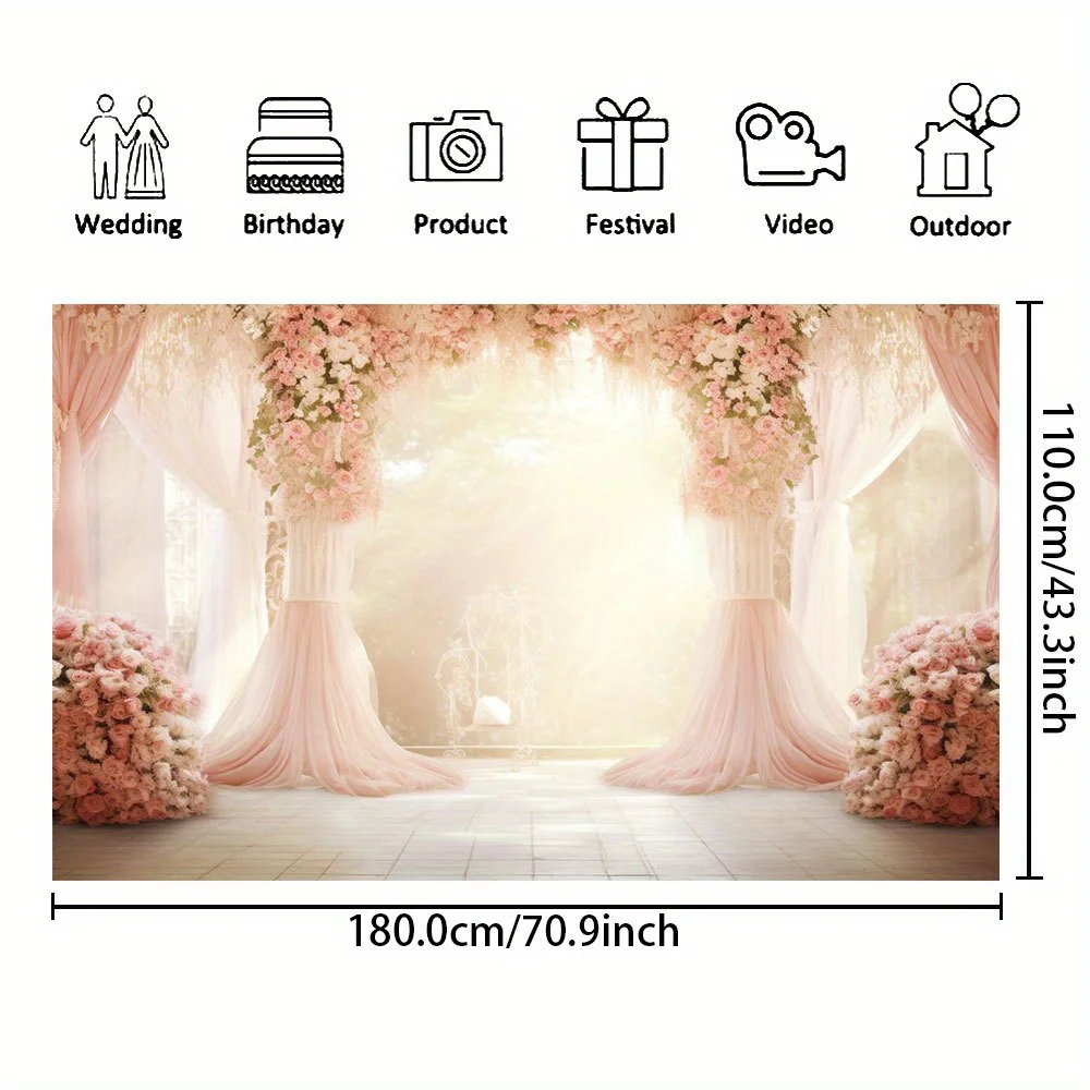 Plants and flowers wall photography background, baby shower birthday party decoration banner, wedding bride baptism photo