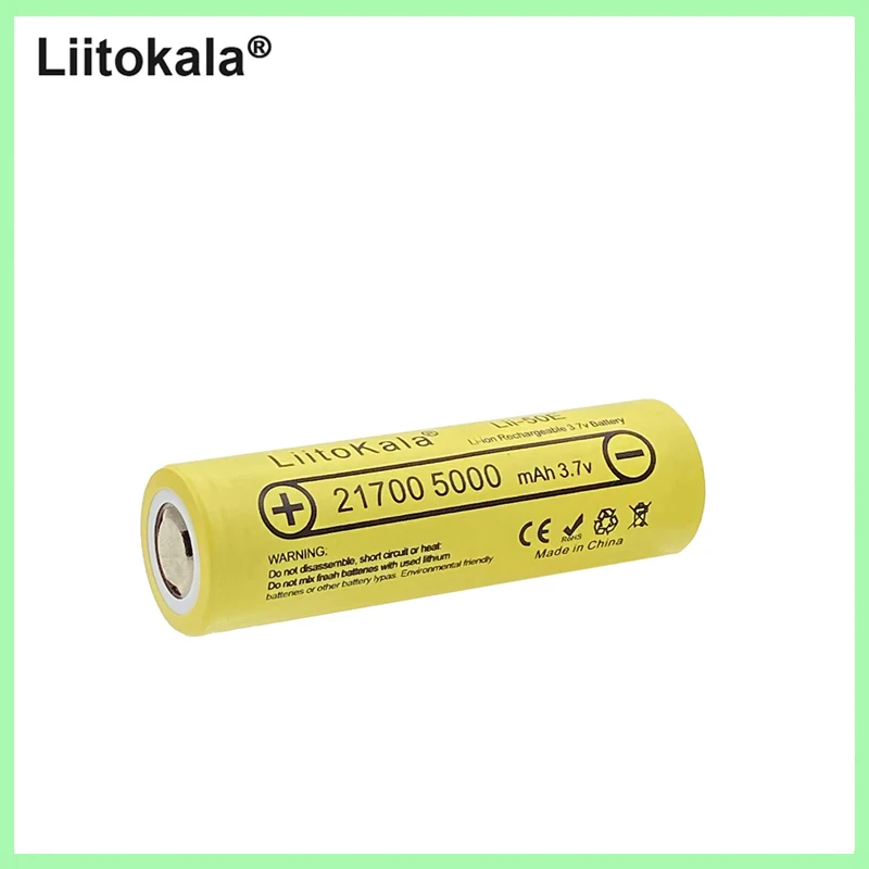 Real capacity LiitoKala 2PCS lii-50E 21700 5000mah 3.7V Rechargeable Battery 5C discharge High Power For High-power Appliances