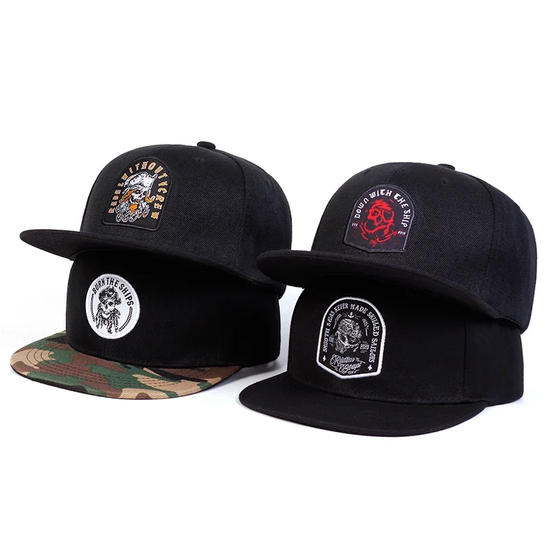 Unisex Skeleton Head Ship Anchor Embroidery Hip-hop Hats Outdoor Adjustable Casual Baseball Caps Sunscreen Hat Sports Cap