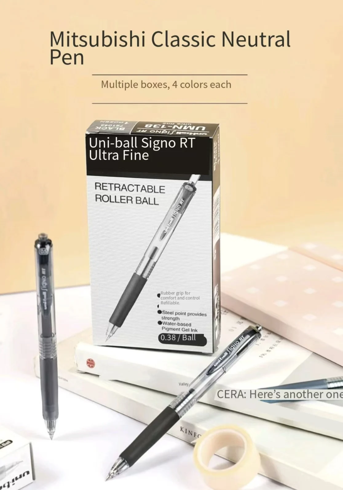 Uni‑ball UMN‑105 Gel Pen 0.5mm Black Ink Student Exam Practice Writing Rollerball Pen For School