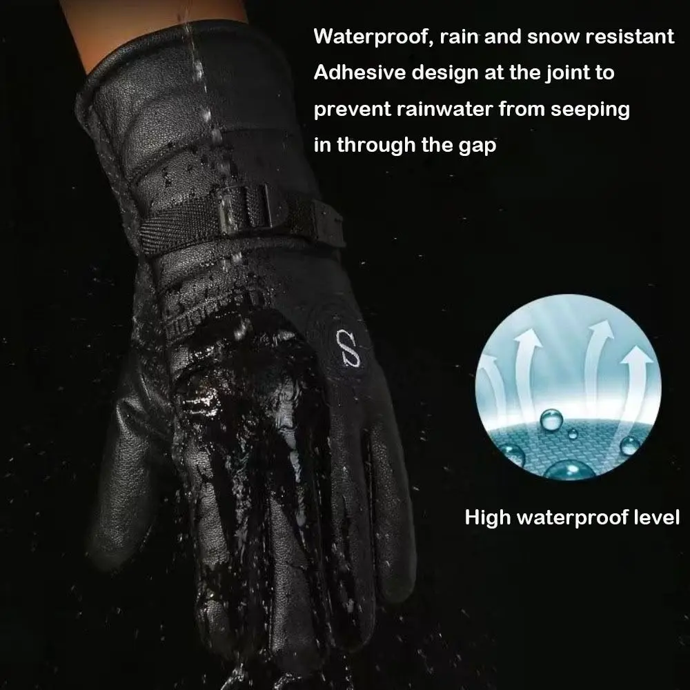 موضة جديدة سميكة القطيفة قفازات جلدية بولي Leather الجلود شاشة تعمل باللمس فروي قفازات دافئة قفازات شاشة لمس النساء