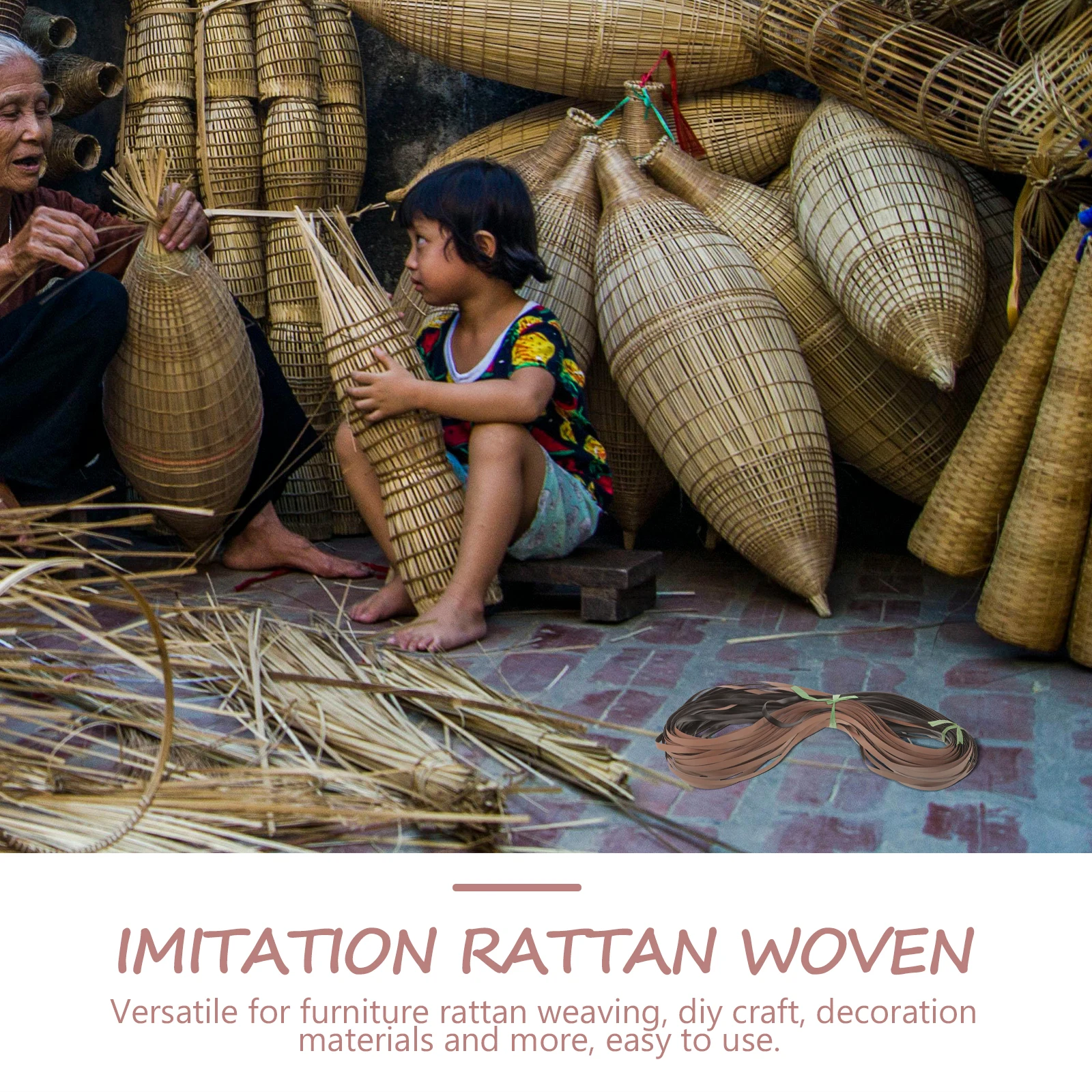 

1 Roll Woven Cane Strips Plastic Rattan Repair Kit for DIY Crafts and Furniture Decoration Artificial Wicker Material Faux