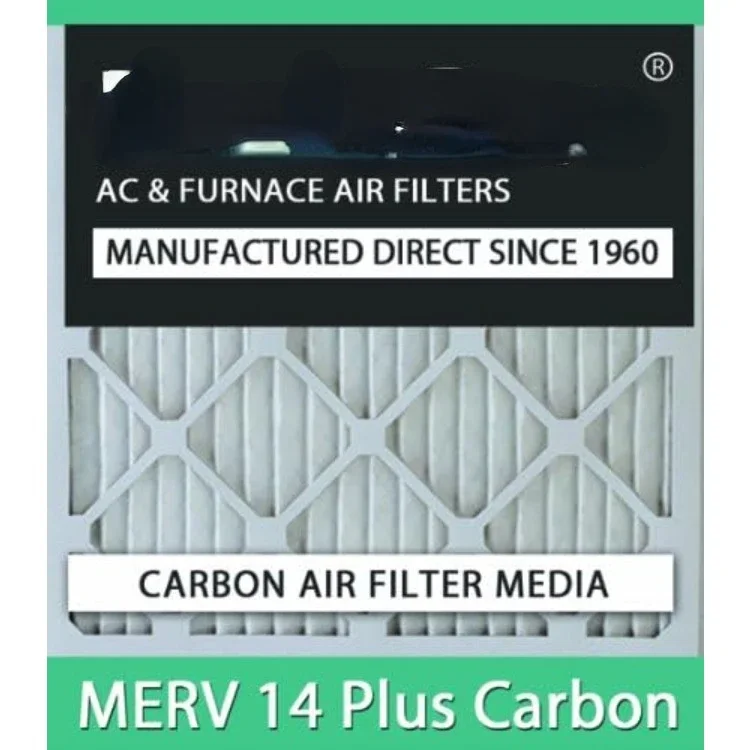 20x24x1 (19 1/2 x 23 7/16 x 3/4) Pleated Air Filters MERV 14 Plus Carbon 12 Pack