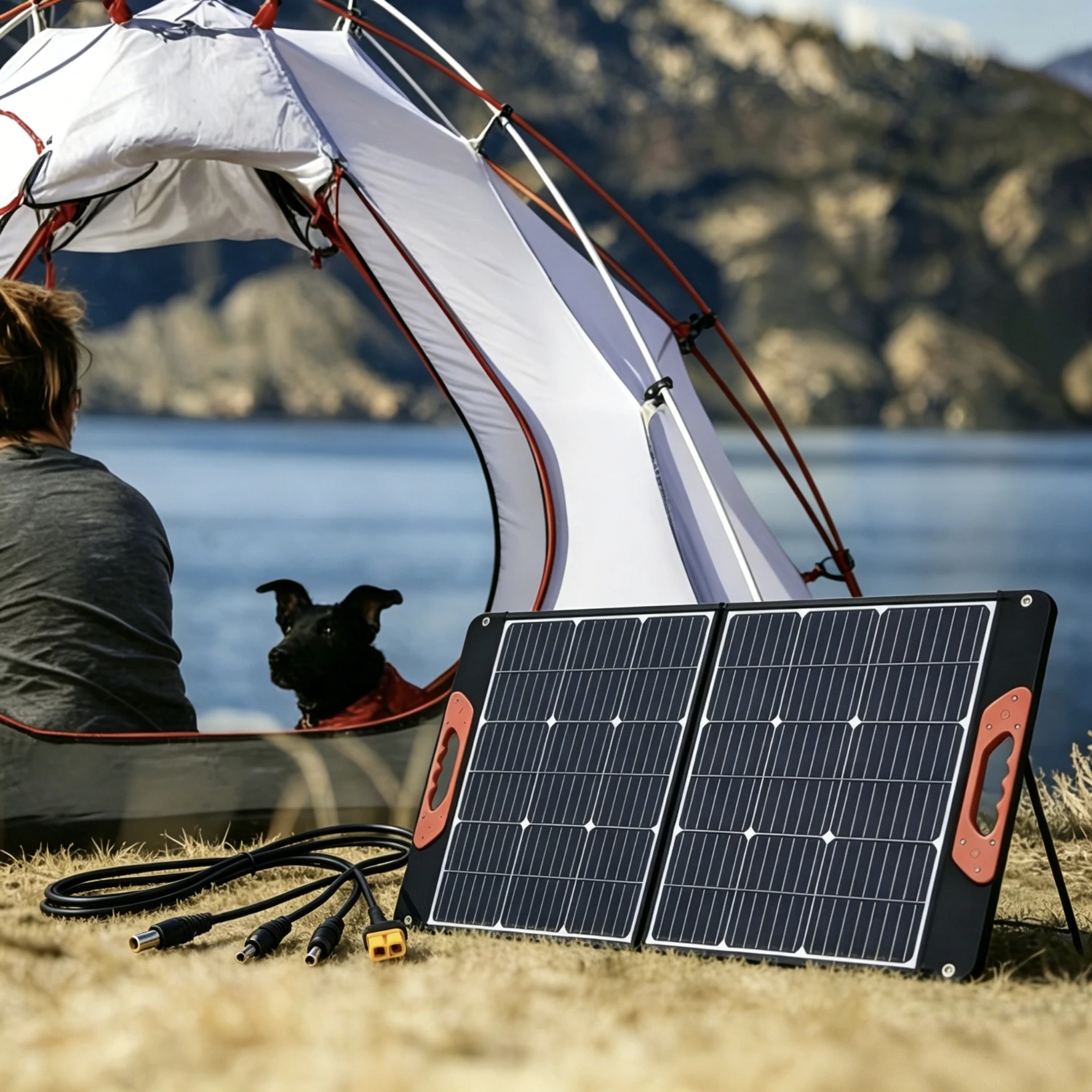 100 W faltbares Solarpanel, hocheffizientes tragbares PV-Panel, faltbares, wasserdichtes Solarladegerät für Mobiltelefone, Outdoor, Camping, Wohnmobile