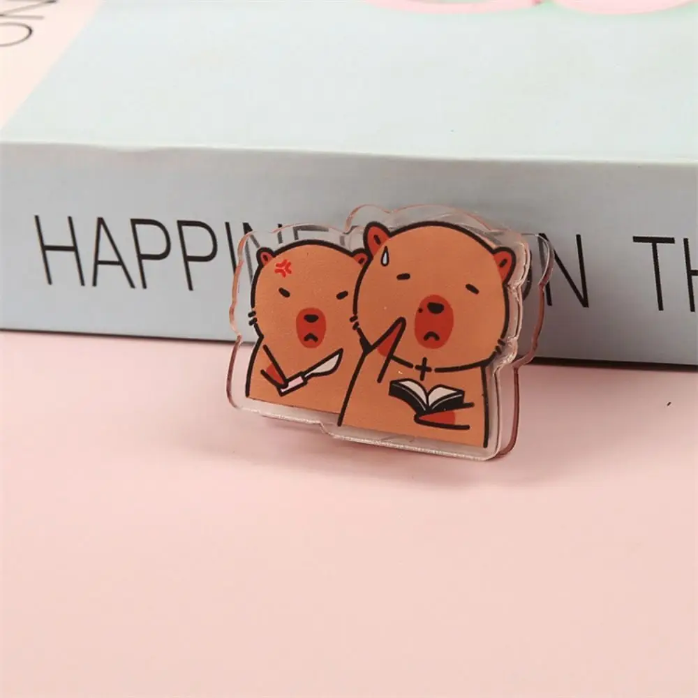 9Pcs Portable Cartoon Capybara PP Clip Double-sided Mini Cartoon Memo Clip Photo Clamp Bookmark Acrylic Paper Clip School