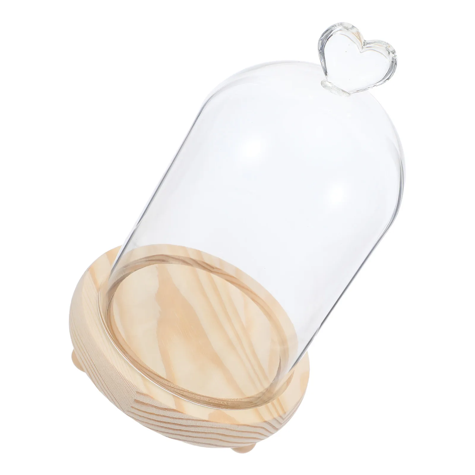 

Стеклянный колпак-купол в форме сердца, прозрачный, маленький, с деревянной подставкой, настольный декор, подарок на День святого Валентина