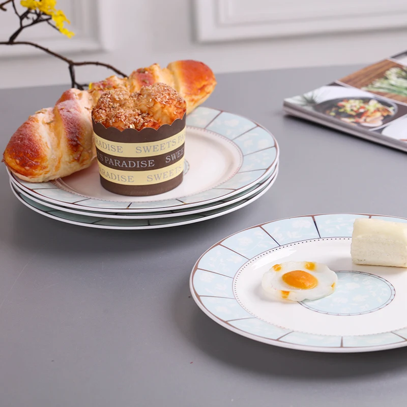 طبق عشاء على الطراز الأوروبي بورسلين ذهبي اللون أكل طبق عشاء عصري غربي عتيق أدوات المطبخ فيسيل #2