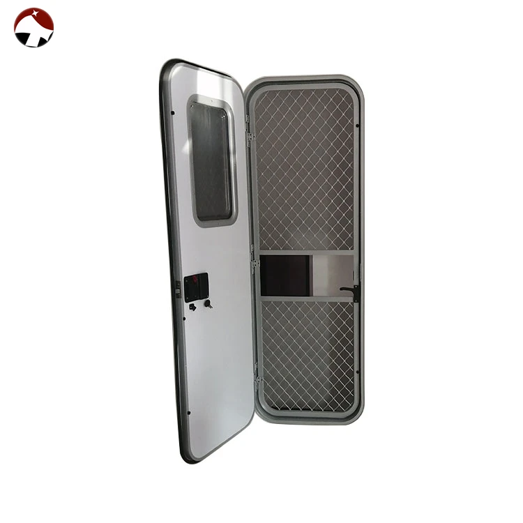 Tongfa Customized Size Aluminum Alloy Frame Single Lock Swipe Card Frosted Tempered Glass RV Caravan Trailer Door