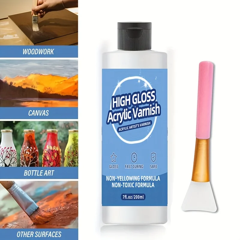 Gloss Varnish for Acrylic Painting-High Gloss Finish,  Artist's Acrylic Varnish, Non-Yellowing, Non-Toxic, Anti-Crazing, for Art