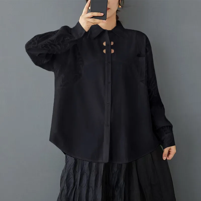 

Небольшой нишевый дизайн, вертикальное жаккардовое сращивание, рубашка неправильной формы, модный, обещанный, повседневный, универсальный топ.