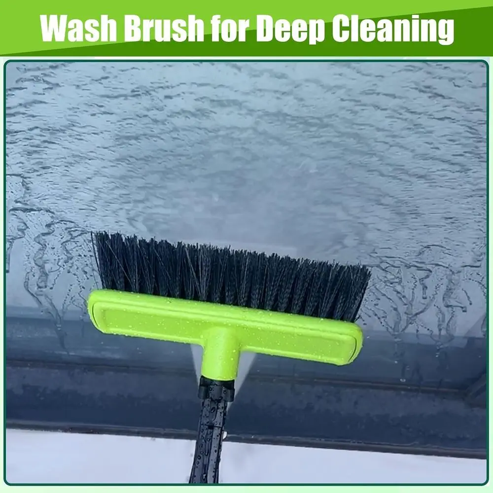 Telescoping Pressure Washer Wand with Brush, Power Washer Extension Wand, Aluminum Telescopic Gutter Cleaner with 3 Curved Rods,