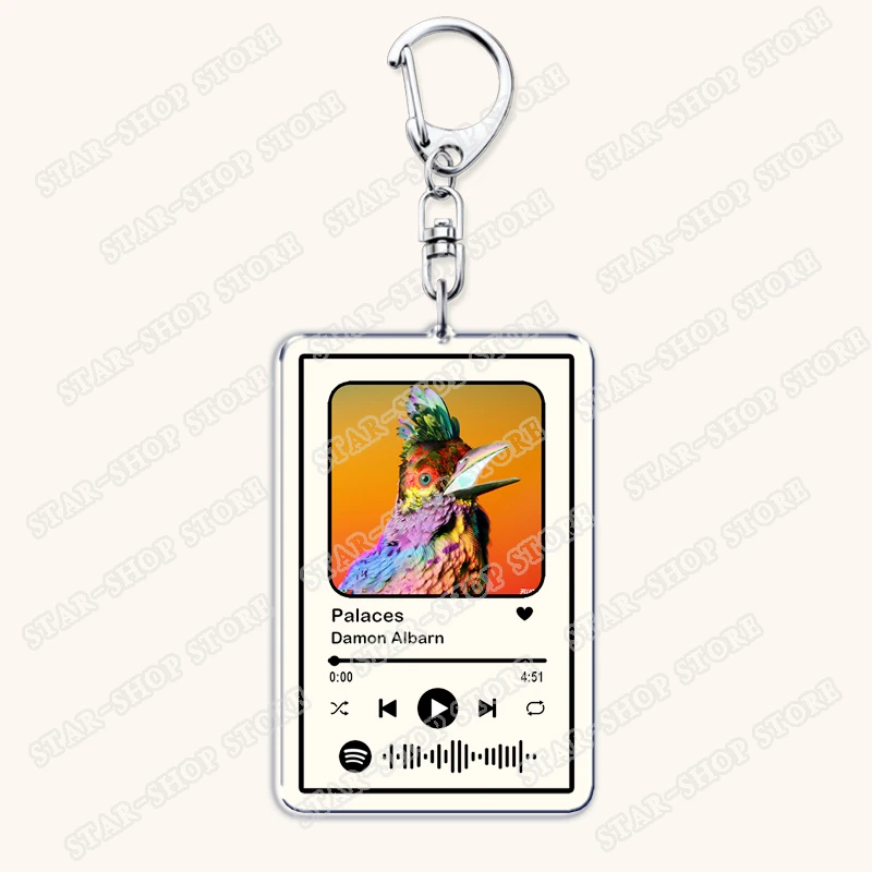 Singer Damon Albarn Songs Keychains for Women Accessories Bag Mr Tembo Everyday Robots Music Keying Jewelry Fans Friend Gifts