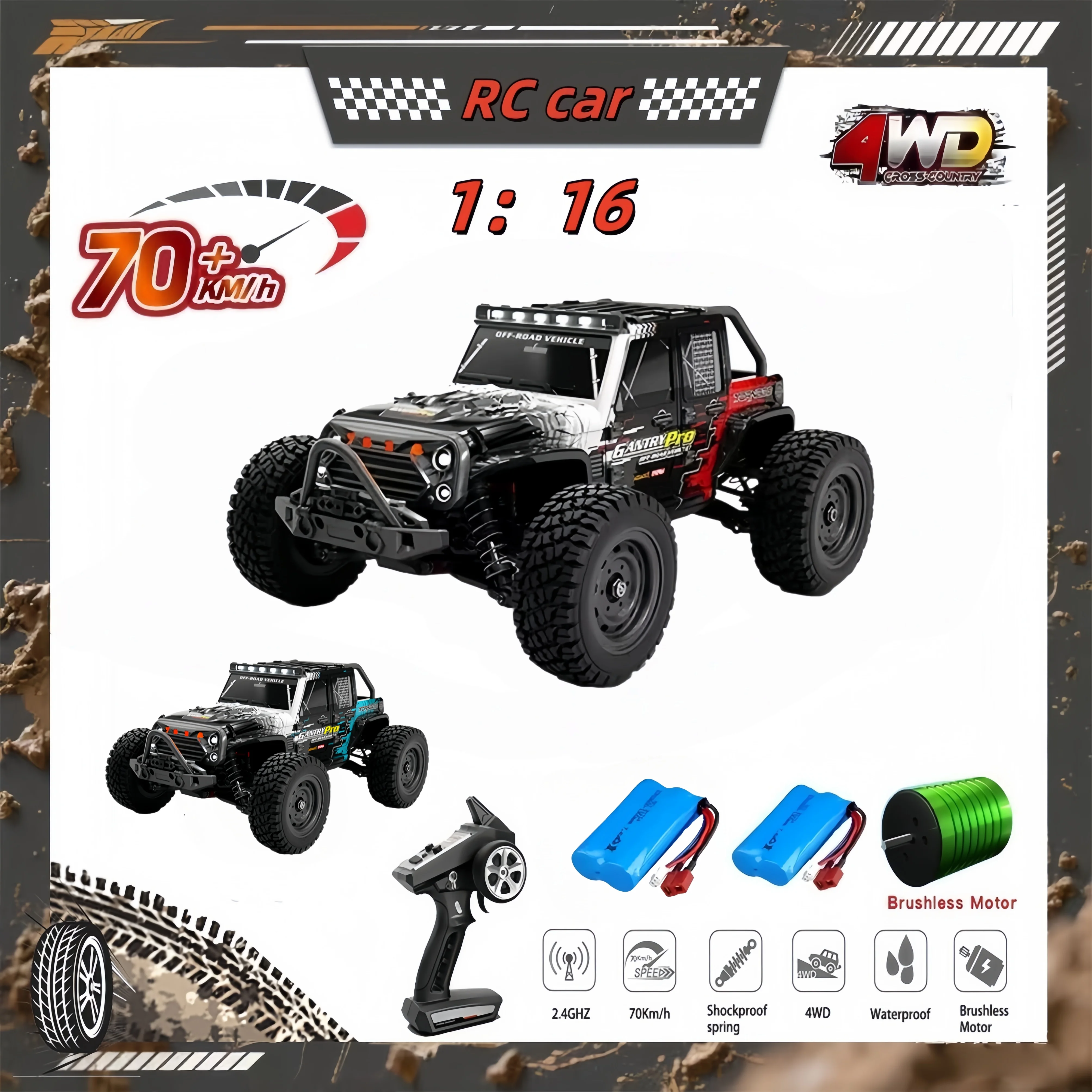 

Wltoys Brushless Motor RC Car 50KM/H 70KM/H Professional Adult Metal Frame 2.4GHz All-Terrain Off-Road Climbing Vehicle