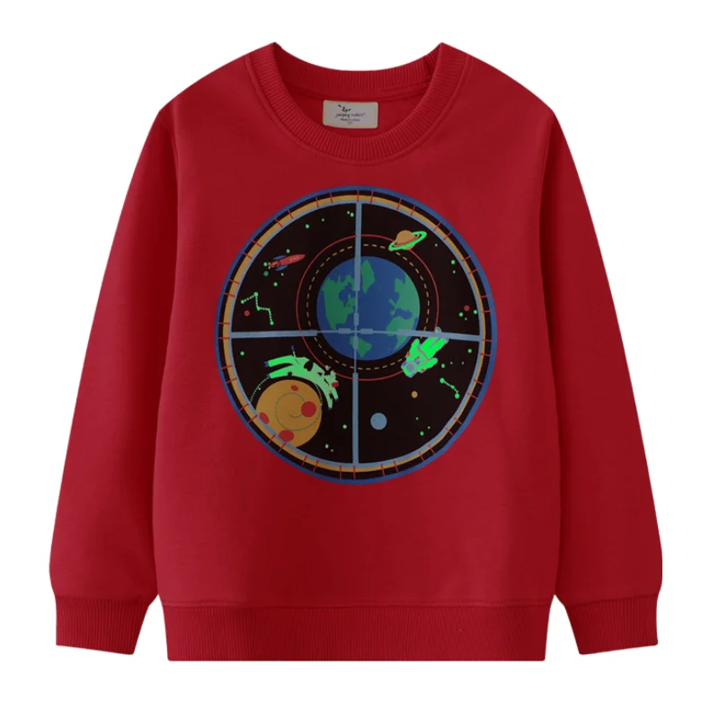 1-8T Red Space Galaxy Hoodies for Girls & Boys Glow In Dark Luminous Hoody Kids Outerwear Clothes 3 4 6 8 Years Old 239560