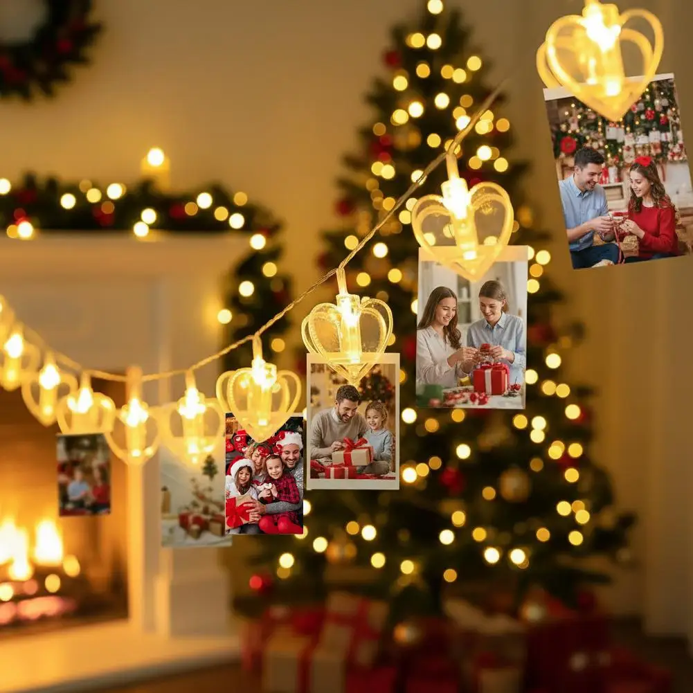 1.5 متر صندوق بطارية Led على شكل قلب سلسلة إضاءة بمشبك ، باستثناء البطارية ، تستخدم للحفلات ، غرفة النوم ، عنبر ، ديكور الزفاف