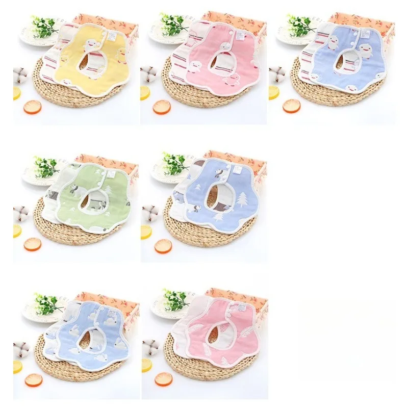 

6-Layer Organic Gauze Baby Bib - 360° Coverage Drool Bibs for Newborns, Ultra-Absorbent & Breathable Feeding