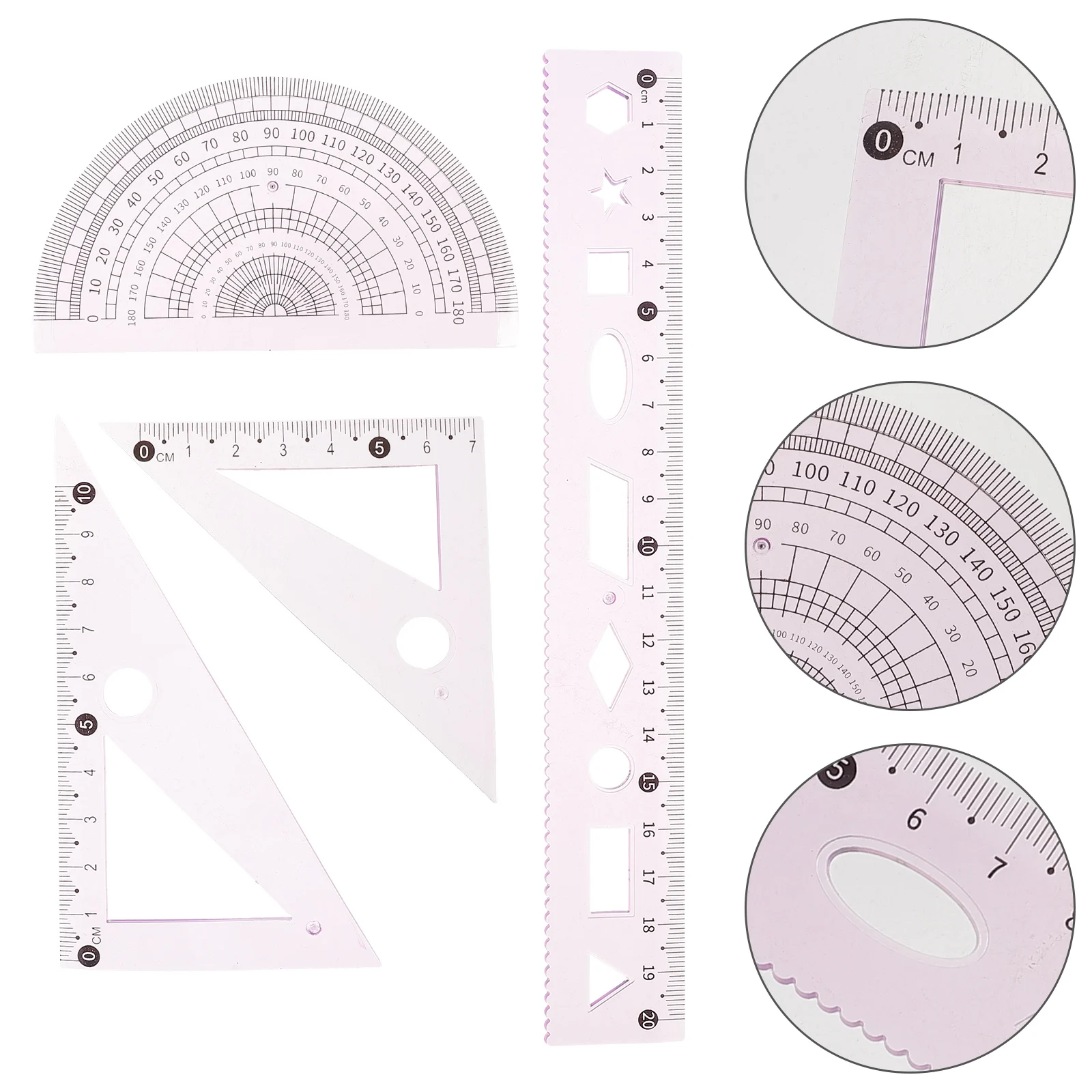 

3 Sets Geometry Drawing Ruler Kit School Design Tool Math Protractor Measuring Set Lightweight Compact Student Office Supply