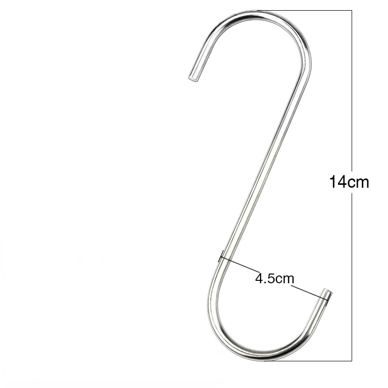 12PCS Stainless Steel Thickened S-hook Hanging Hooks With Plastic Cap Kitchen Curtain Hook for Butcher Shop Kitchen Baking Tools