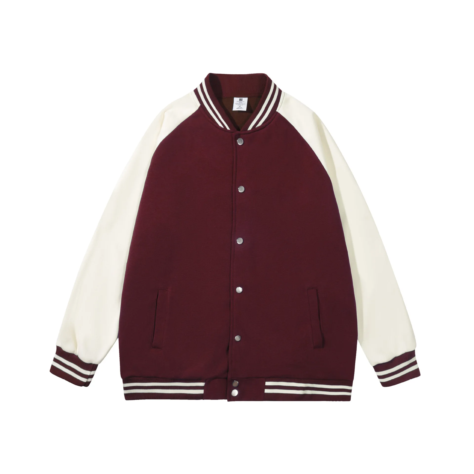 Men\'s Blank Plain Varsity Jacket Baseball Striped Jacket for Men High Quality Long Sleeve Button