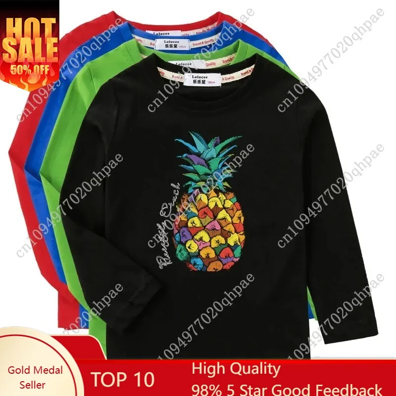 

Aimi Lakana Kids Cotton T-Shirt Boys Long Sleeve Tops Pineapple Print Shirt Girls Spring Autumn Shirts