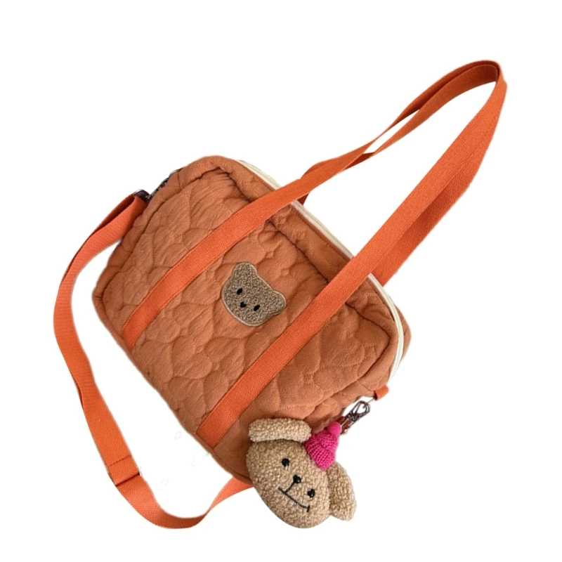 Bolso bandolera Bolsa almacenamiento viaje Bolsos hombro oso bordado Bolso acolchado