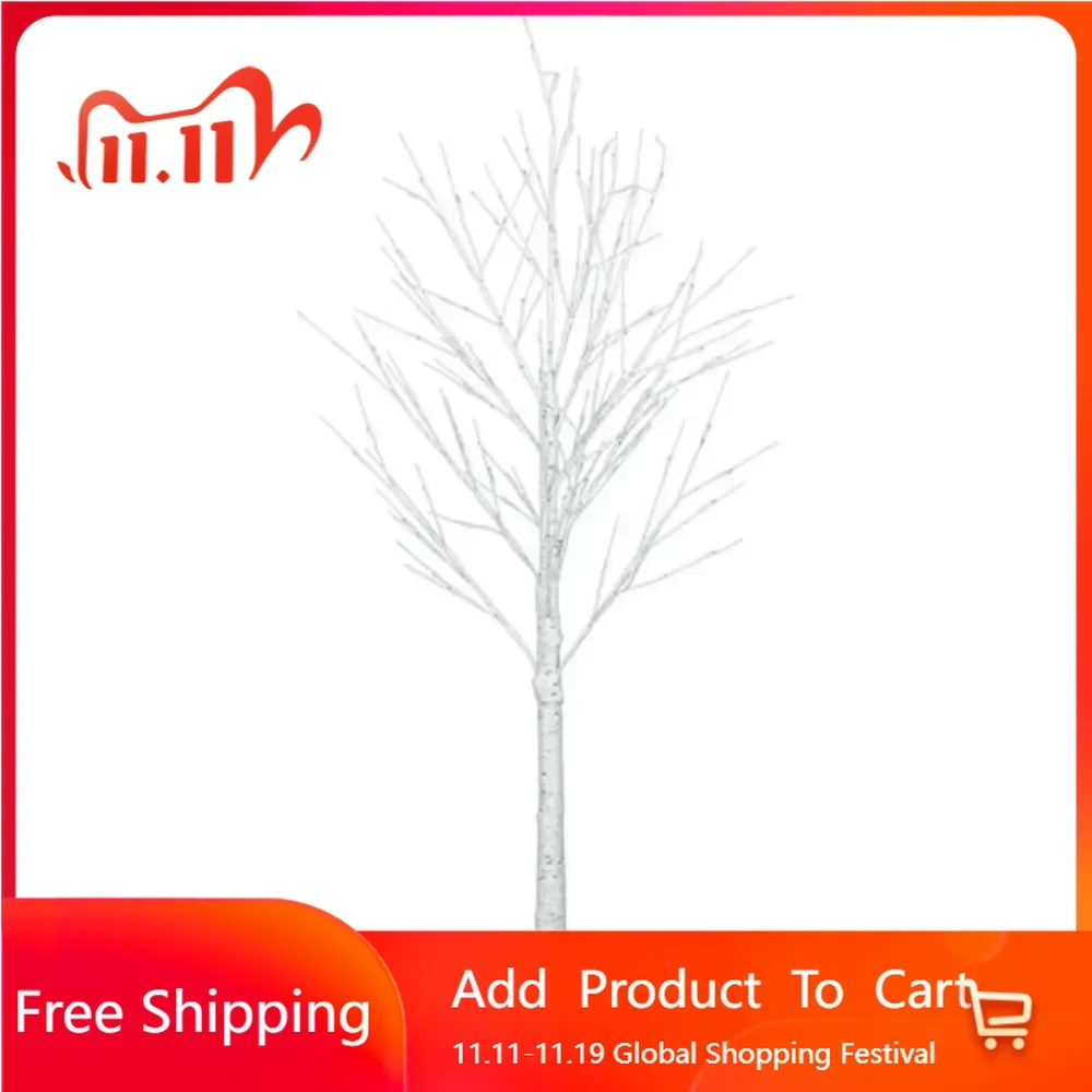 

White 4ft 48 Lights 48 Branches Birch Tree Plastic Material Fine Craftsmanship Christmas Tree This tree is very durable