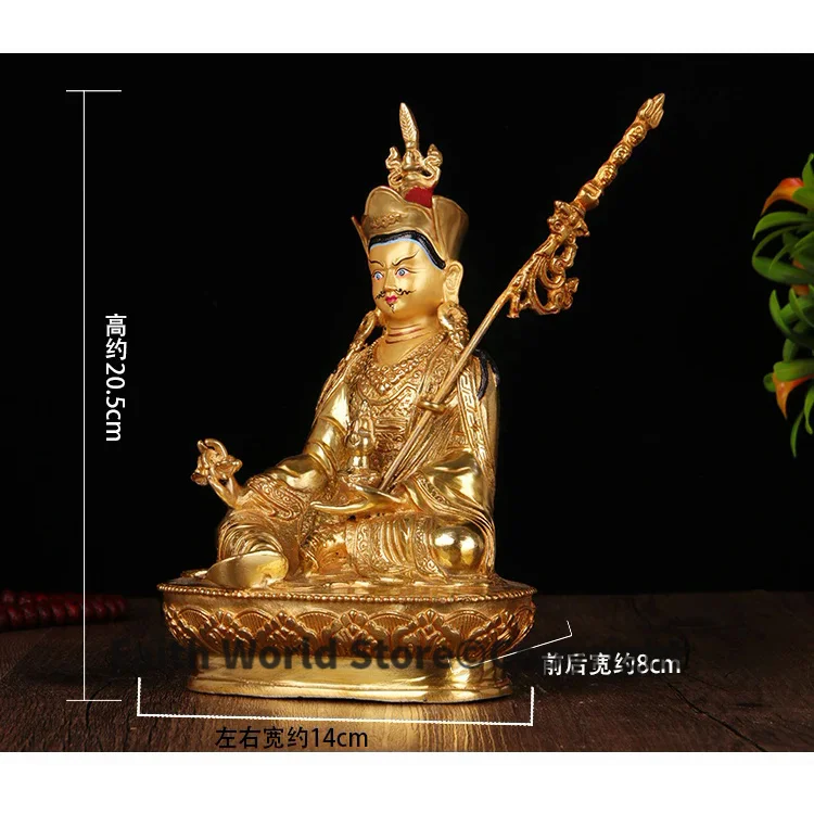 Buddhist utensils Buddha figure HOME efficacious Talisman House Protection 22CM Tibetan Gilt Padmasambhava Guru Rinpoche Buddha