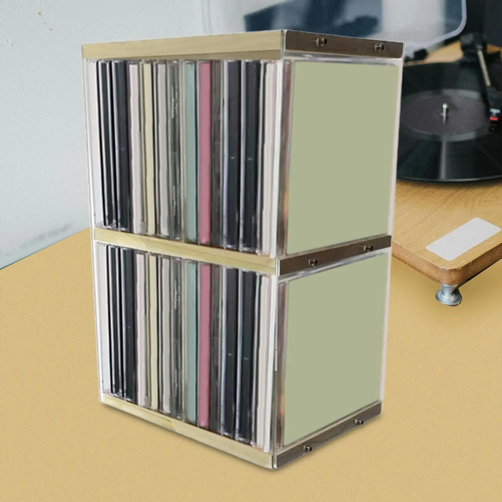 Tabletop Vinyl Record Holder,Album Storage Box,Record Stand,Desktop Organizer for DVD