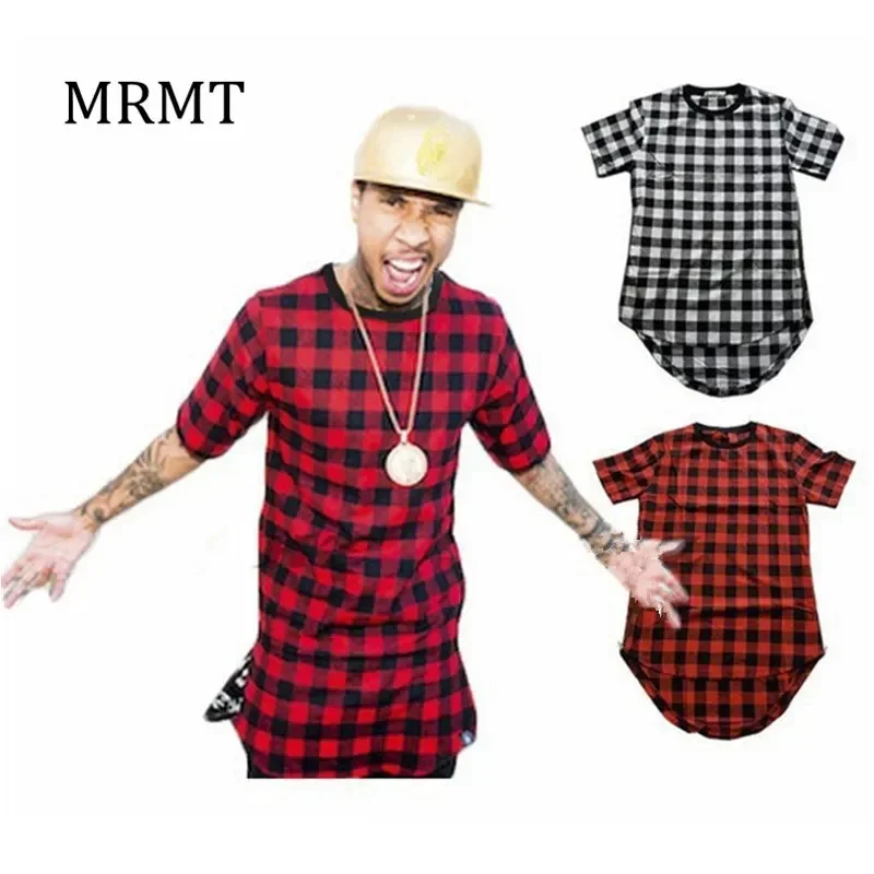 2024 Brand New Clothing Mens Plaid  T Shirts Hip Hop T-Shirt Zipper Men T-Shirts Streetwear Man Tshirt For Malel