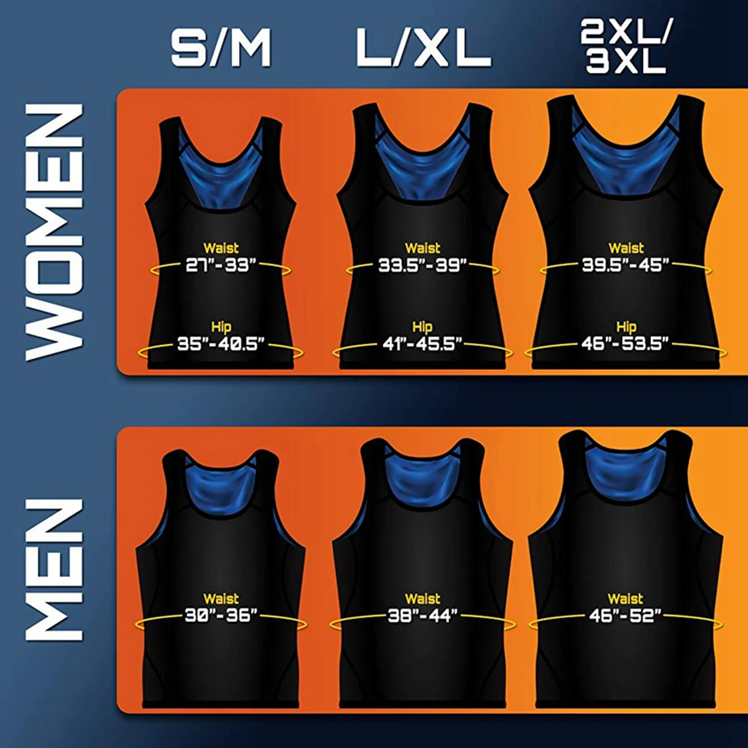 

SS-2 Pcs Sauna Vest Premium Workout Tank Top Polymer For Slimming Weight Loss Fitness Female L/XL & Men's XXL/XXXL