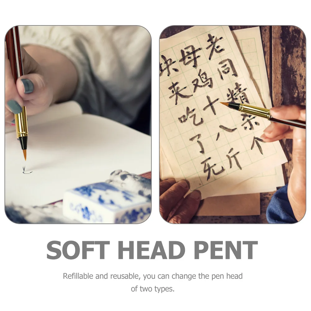 

1Set Calligraphy Brush Pen Set Premium Stainless Steel Wolf Hair Fountain Brush Pen Kit Drawing Writing Painting Practice