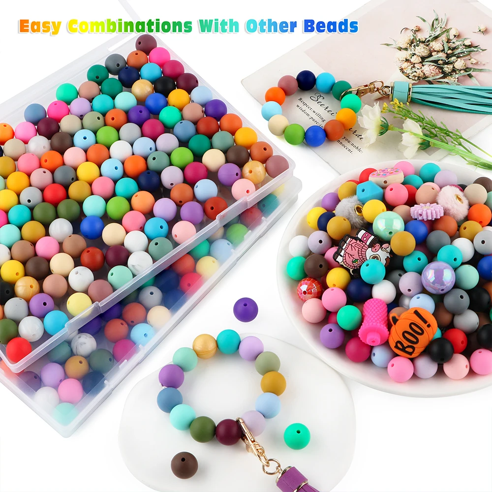 Sunrony 100Pcs/Lot 12MM Round Shape Silicone Beads For Jewelry Making DIY Bracelet Necklace Pacifier Chain Jewelry Accessories