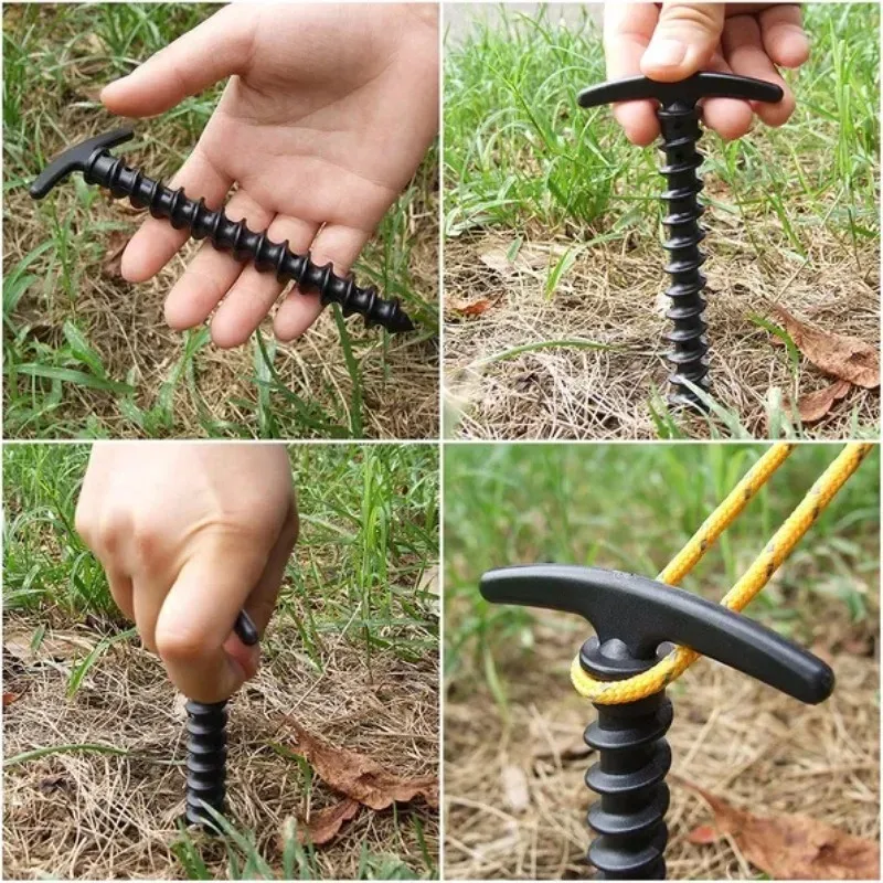 5-10PC Tent Pegs Ground Nails Hiking Tent Stakes Pin Windproof Tent Accessories Screw Anchor Stakes Ground Nail Outdoor Camping
