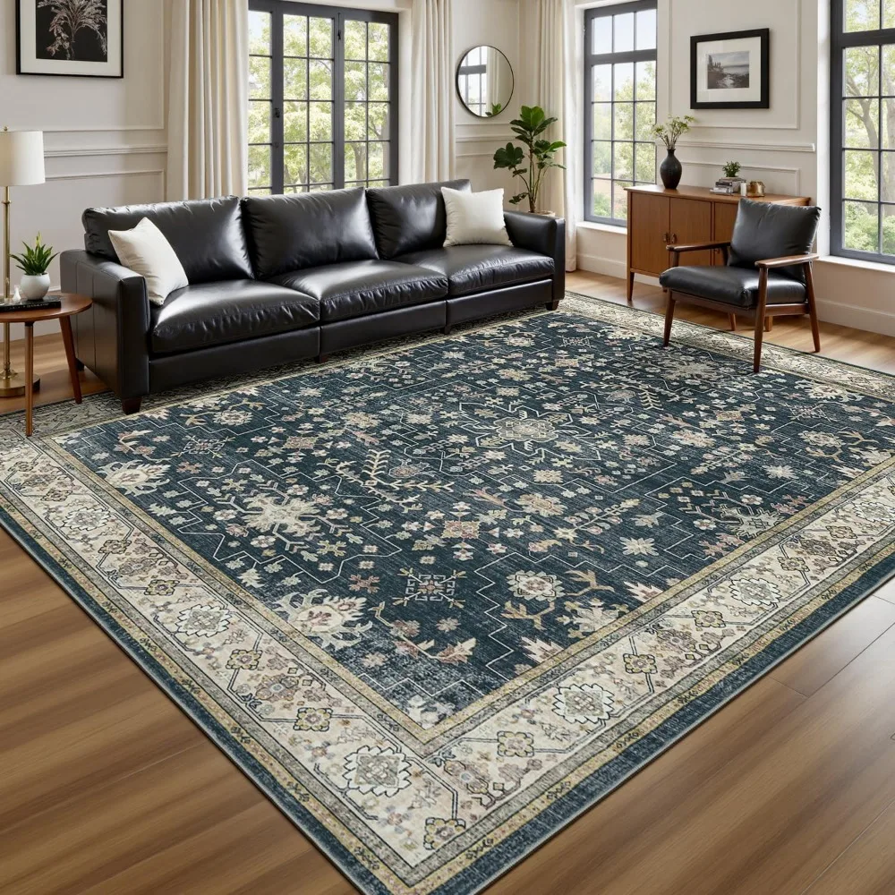 

Lessymo 8x10 Living Room Rugs, Washable and Soft for Bedrooms, Dining Rooms, and Offices, Non-Slip Vintage Black Brown