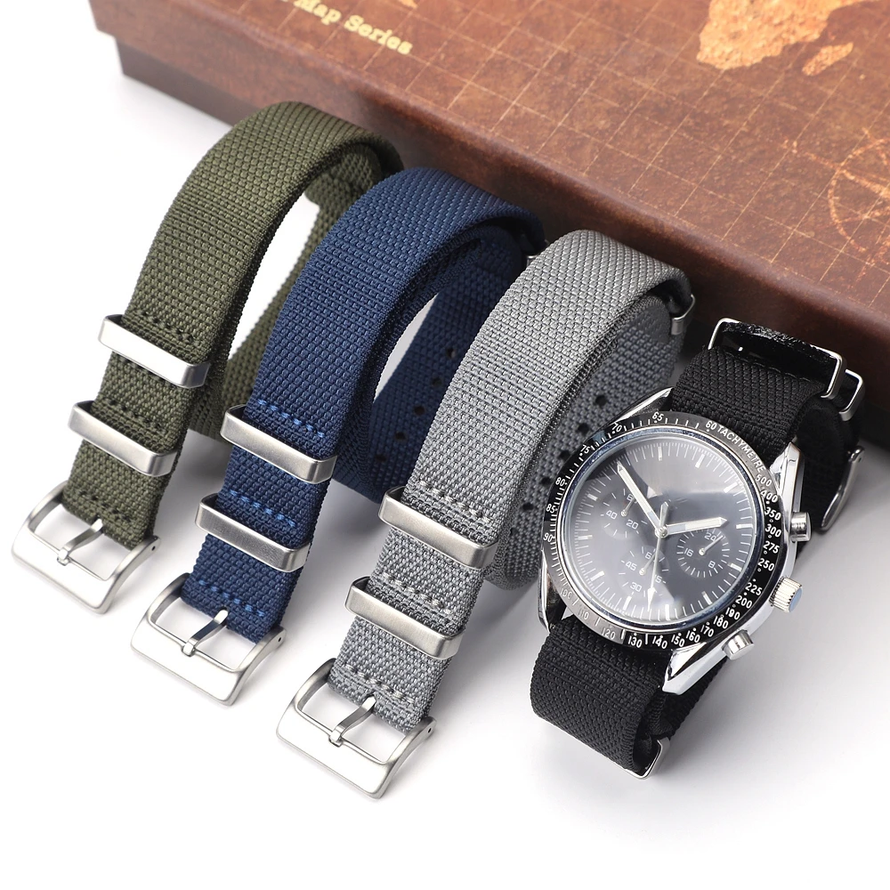 Premium High Density Durable Fabric Braid Nylon Watch Strap 20mm 22mm Soft Nylon Watch Band Thicken Sport Wristband Accessories