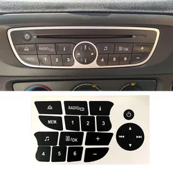 Car Interior Button Repair Stickers CD Radio Audio Button Repair Decals Decor for Twingo for Renault Clio and Megane 2009-2011