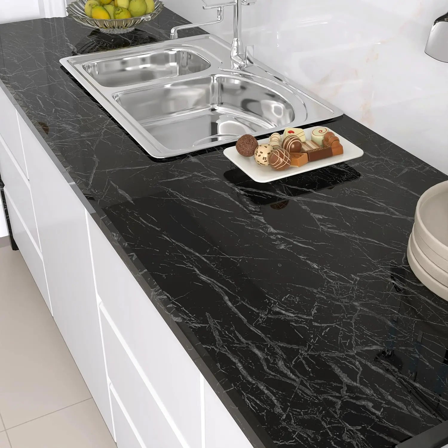 5M X 55CM Marble Self Adhesive Wallpaper Waterproof Oil Proof Kitchen Stickers Thermostability Decorative Film Home Decor - view 6
