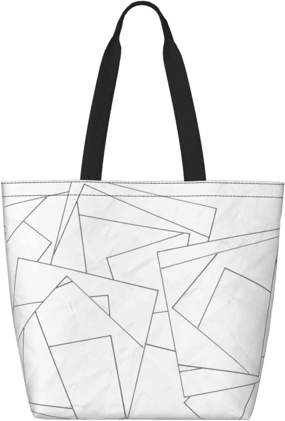 

Черно-белая арамидная бумажная сумка с геометрическим рисунком и карманом на молнии, многоразовая сумка для покупок, легкая и водонепроницаемая