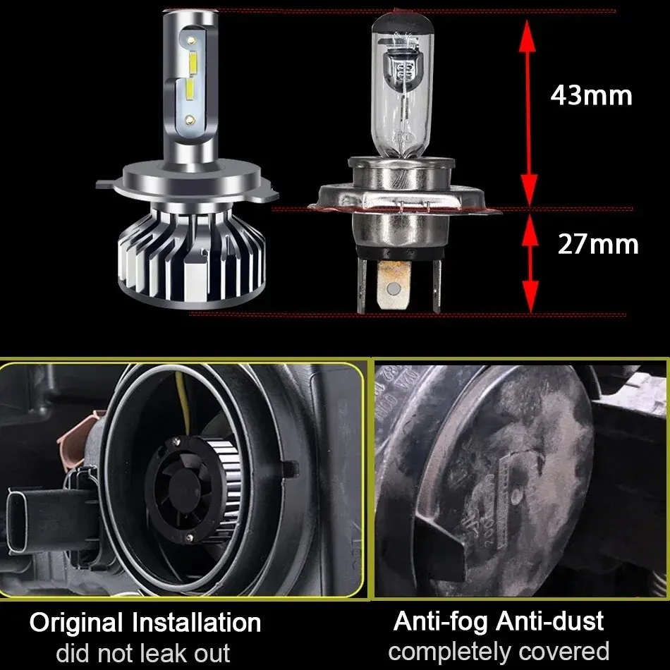 2PCS Car Lights H4 LED CANBUS LED H7 20000LM H11 Lamp for Car Headlight Bulbs H1 H3 H9 9005 9006 HB3 HB4 Fog Light 12V 24V image 5