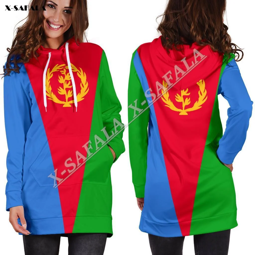 

Eritrea Africa Culture Flag Gift 3D Autumn Printed Slim Hoodies Dress Women Casual Wear Long Sleeve Hooded Sweatshirt Pullover 1